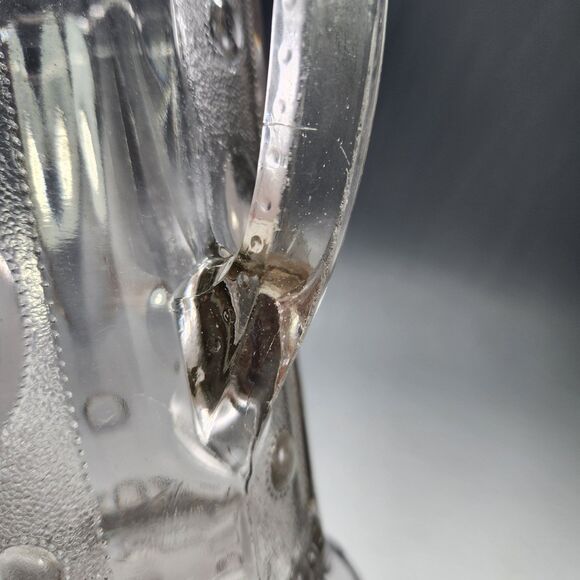 Antique US Glass EAPG Pitcher Kansas Pattern Jewel & Dewdrop 1901 Vase As FOUND - Picture 10 of 10